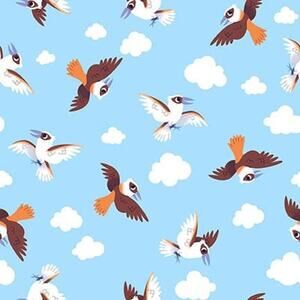 Kookaburras LT Blue | Aussie Oz-Born by Mel Matthews | Studio E Fabric | 1/2 YD
